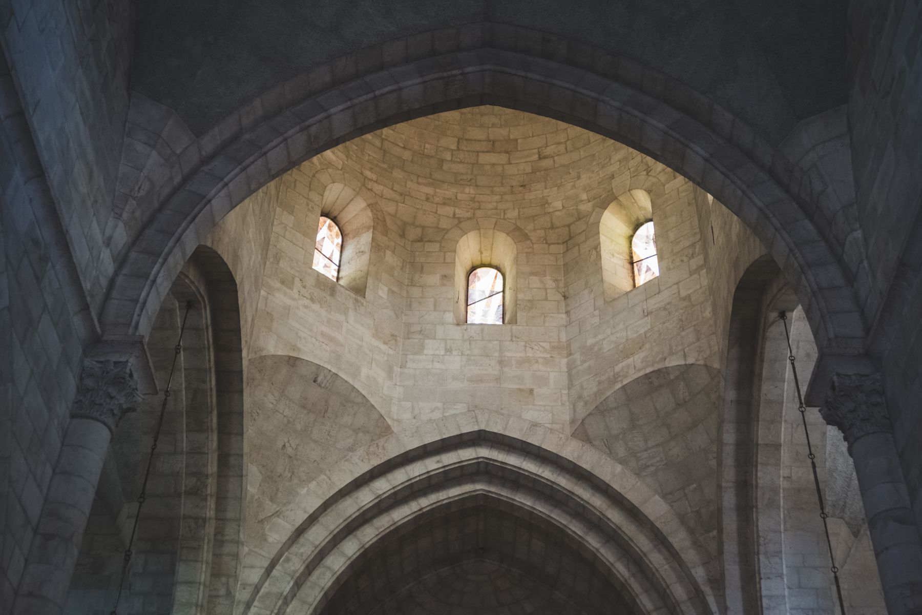 Stone vaulting with small high windows
